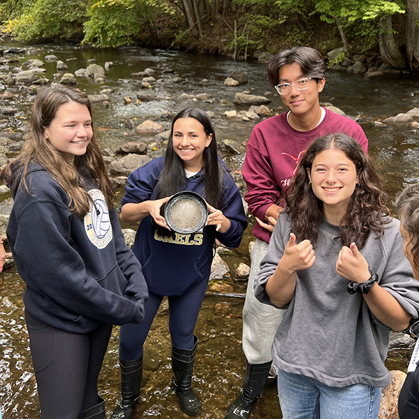 Students in the river