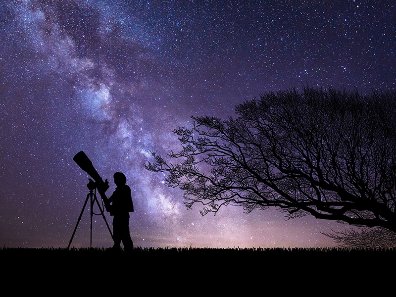 Telescope and the night sky